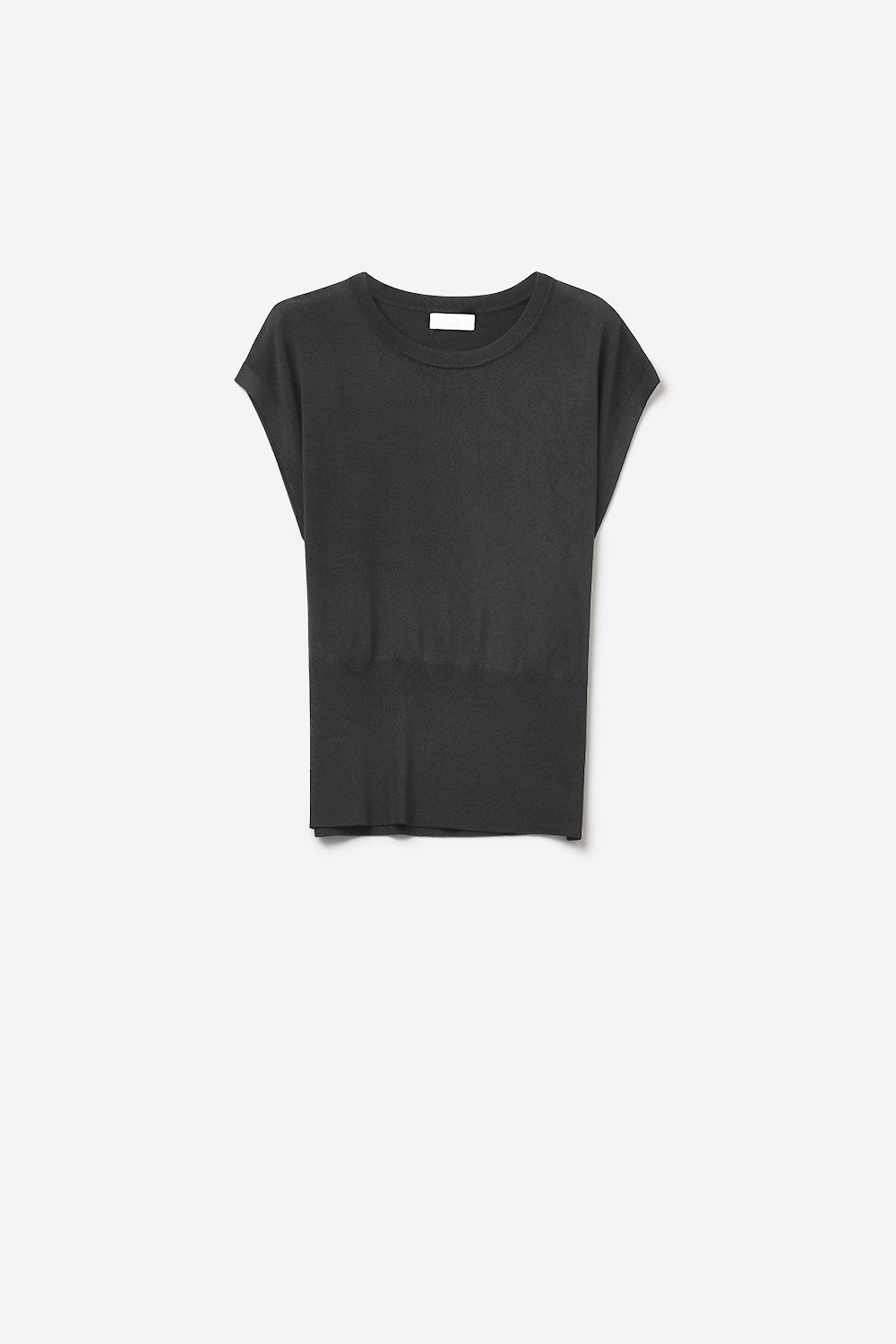 Pull léger en tricot avec large bande côtelée à la taille en noir