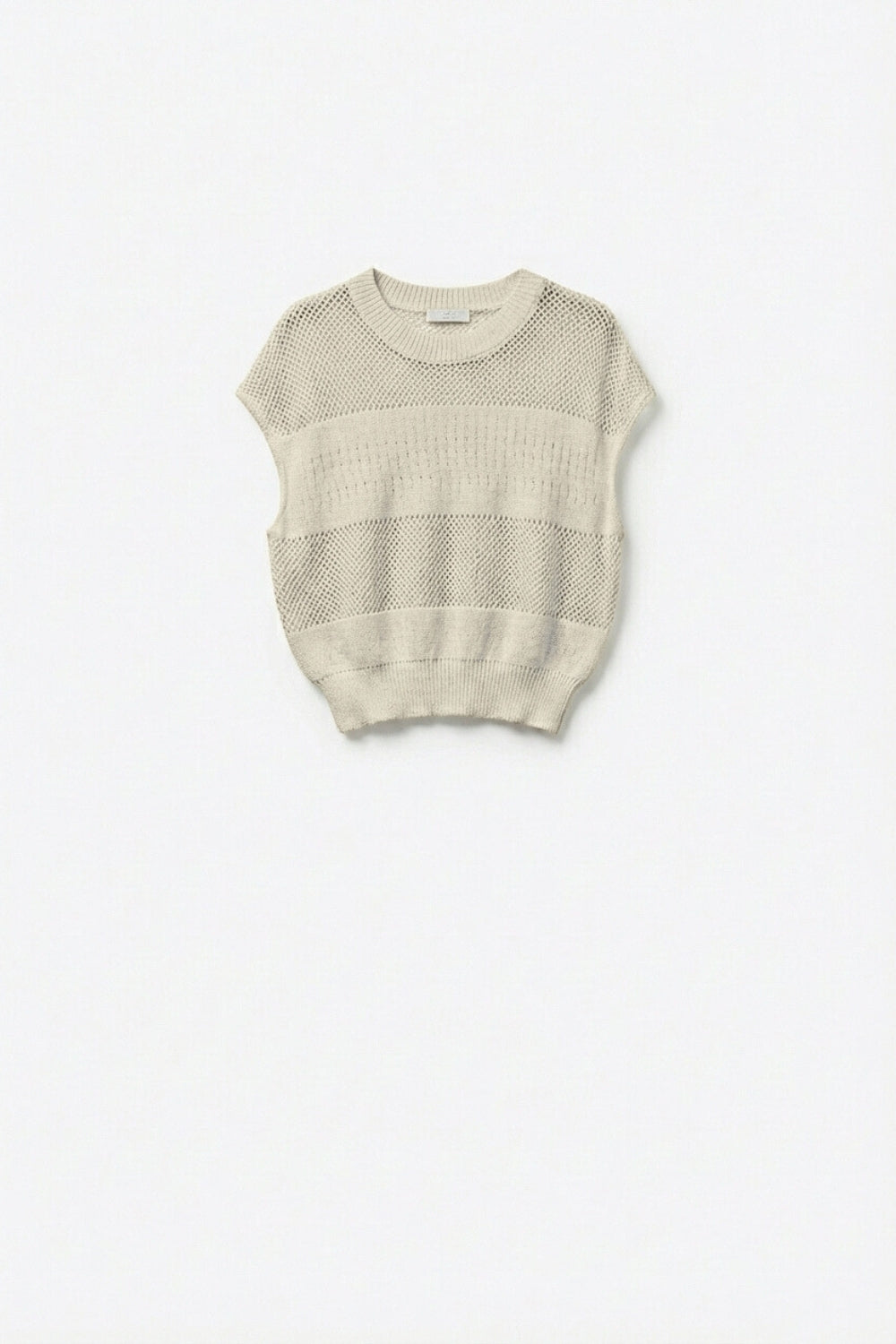Débardeur Beige en Crochet avec Maille Ouverte