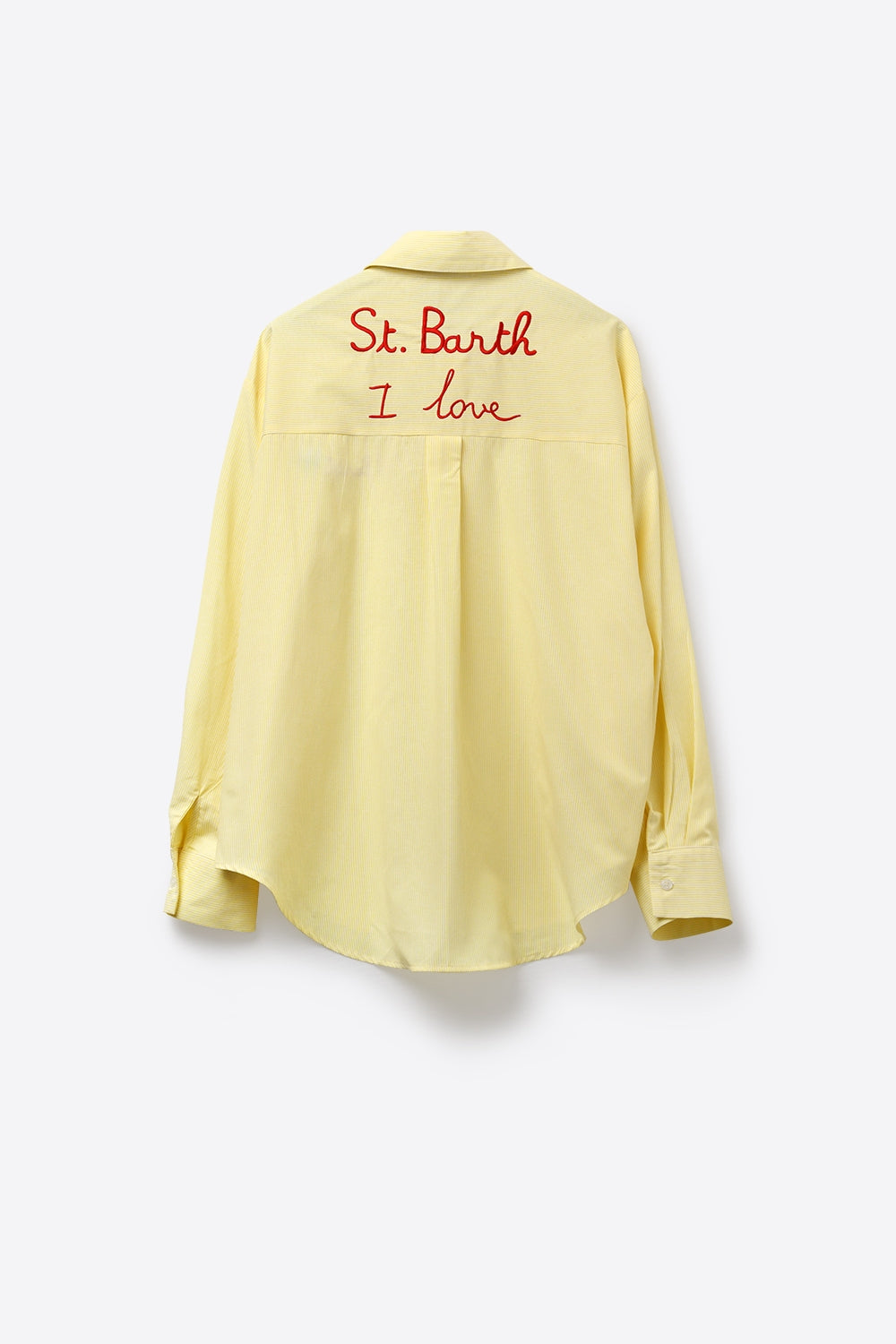 Chemise jaune à rayures avec détails brodés St Barth