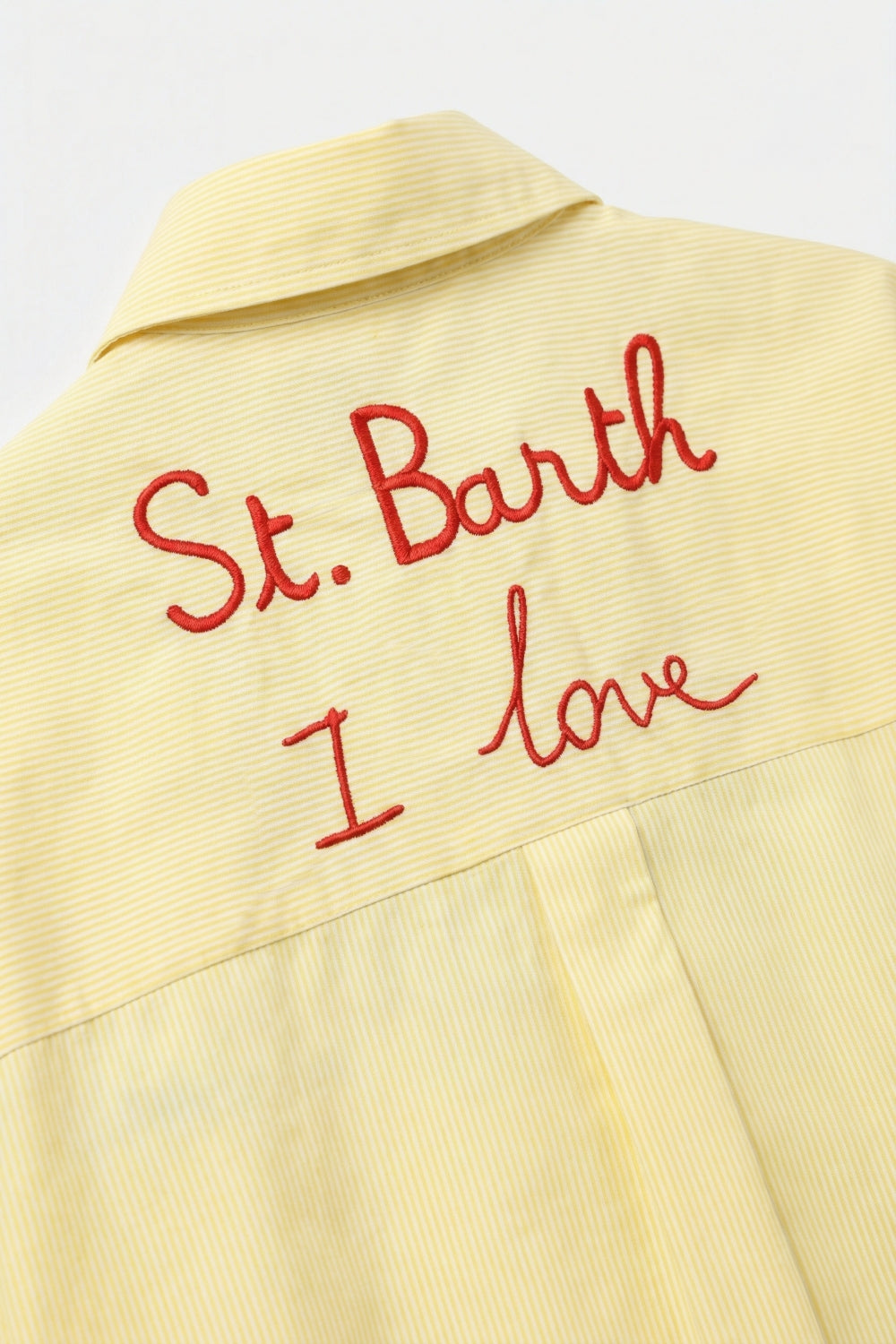 Chemise jaune à rayures avec détails brodés St Barth