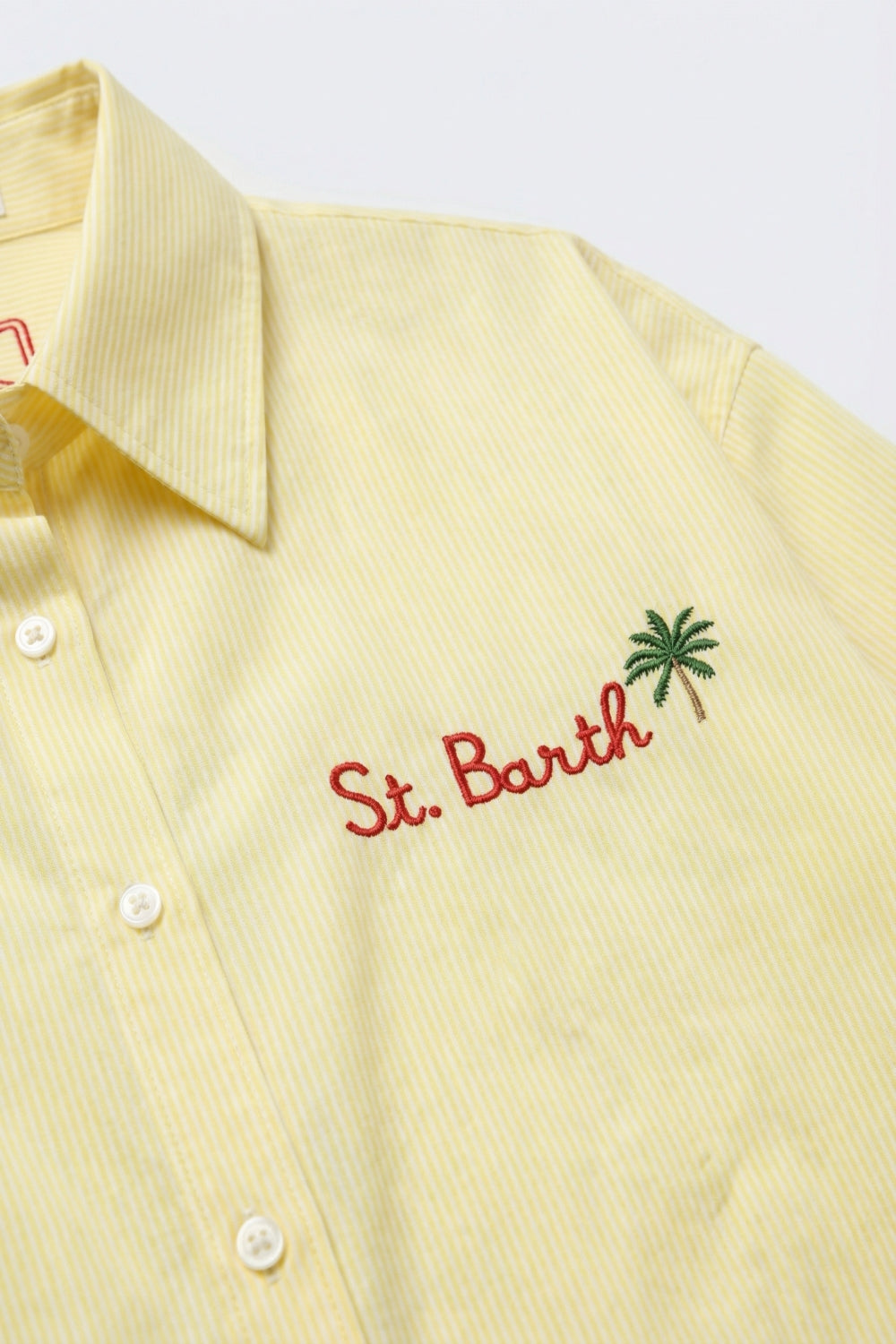 Chemise jaune à rayures avec détails brodés St Barth