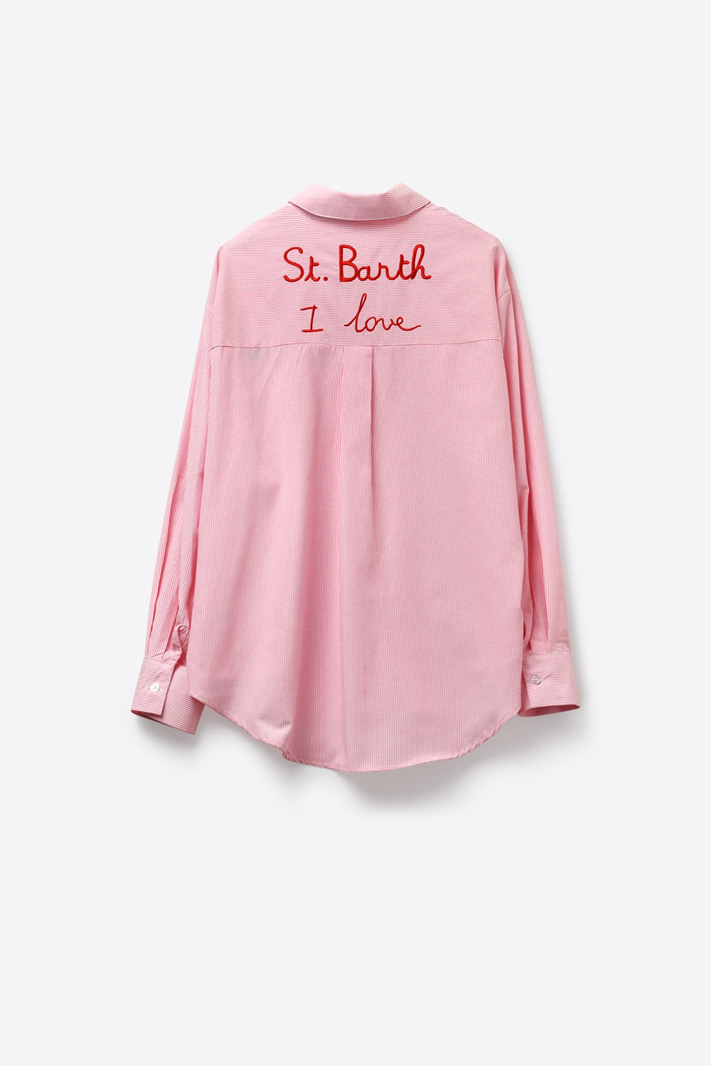 Chemise rose à rayures avec détails brodés St Barth