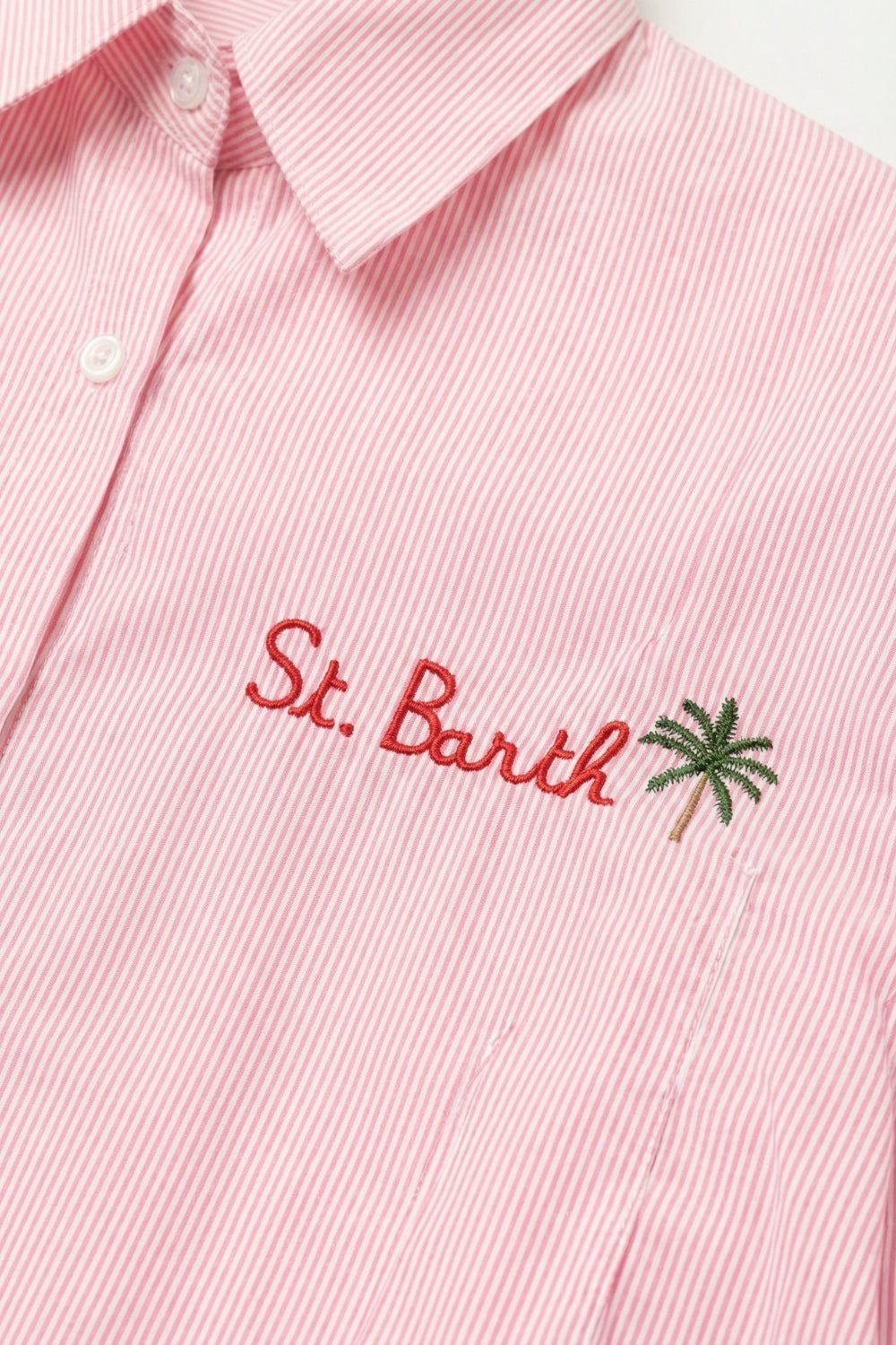 Chemise rose à rayures avec détails brodés St Barth