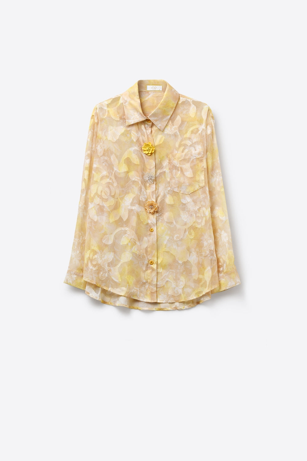 Chemise à manches longues à motif floral avec boutons