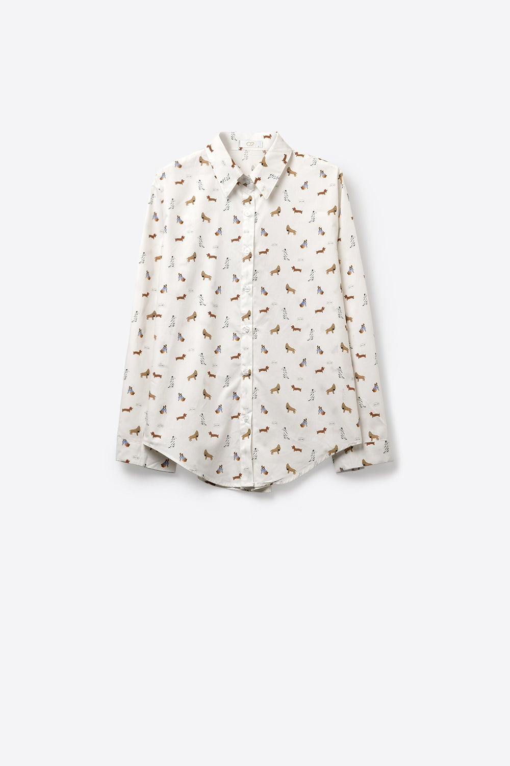 Chemise boutonnée blanche à motif d'impression de chien