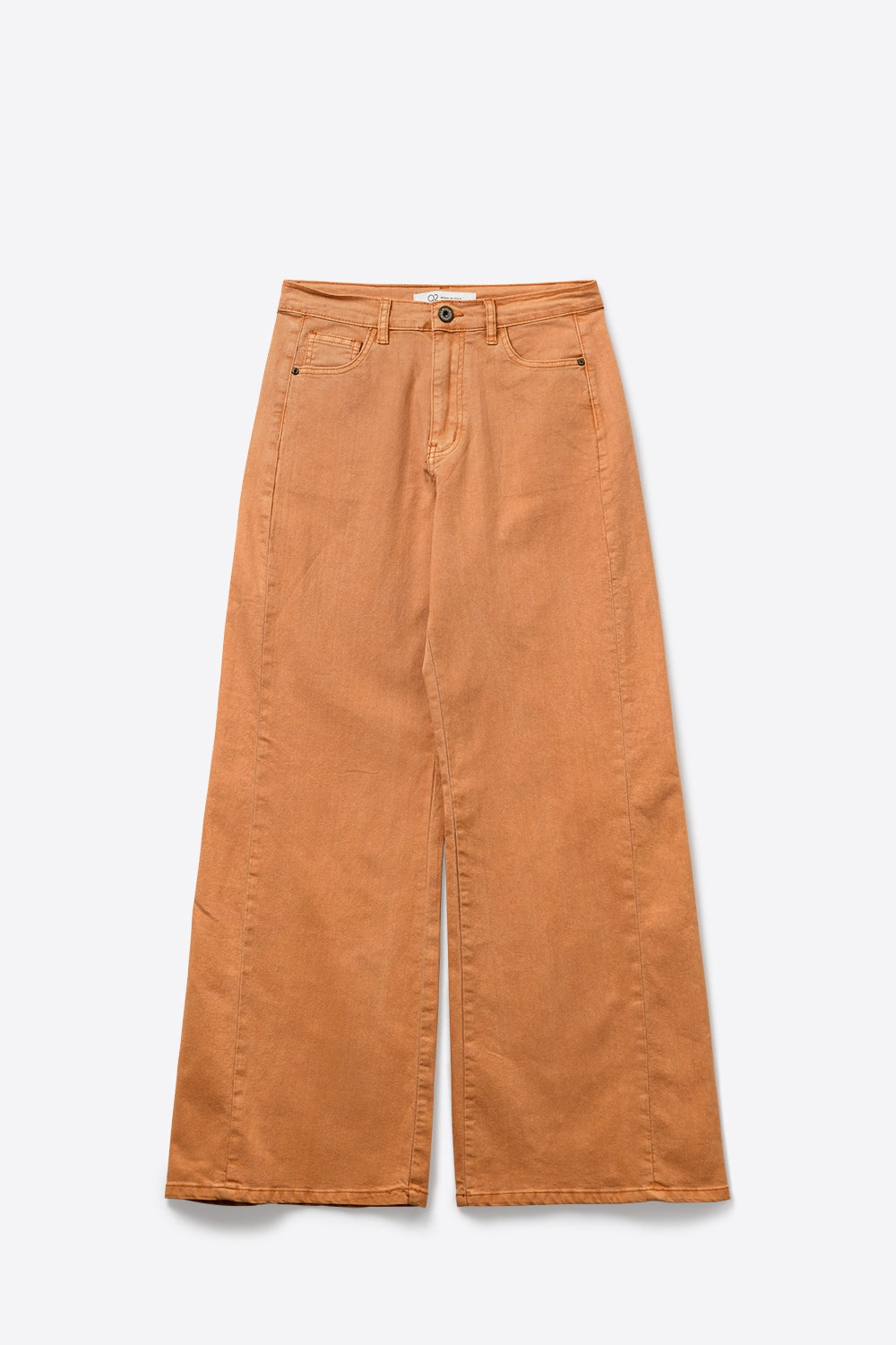 Pantalon large orange en sergé léger