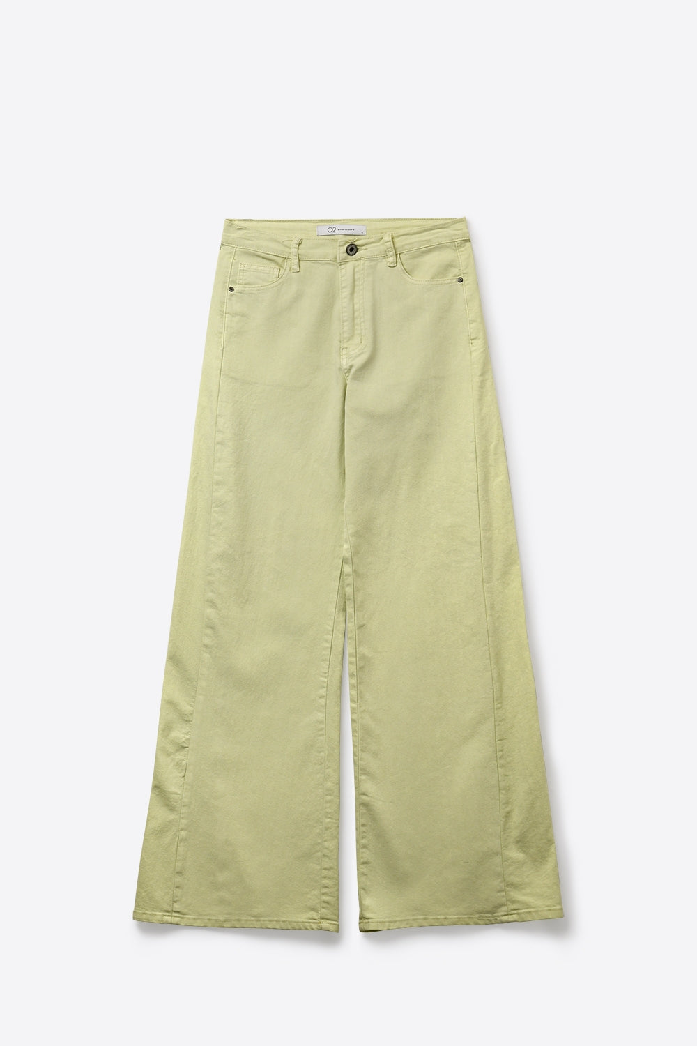 Pantalon en sergé de coton élastique à jambes extra larges en vert menthe
