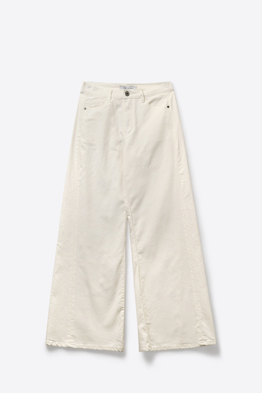 Pantalon extra-large en sergé de coton élastique de couleur blanche