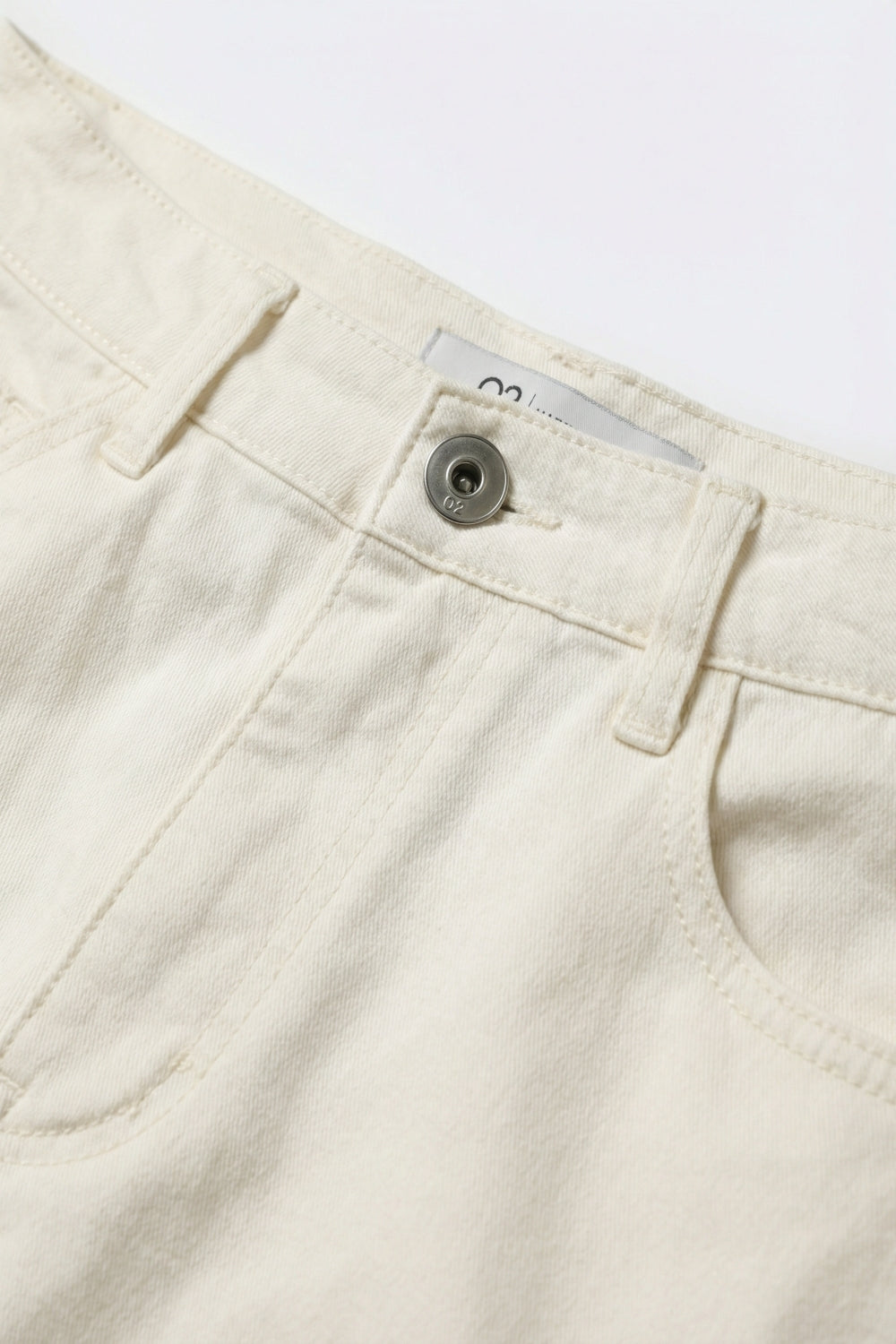 Pantalon extra-large en sergé de coton élastique de couleur blanche