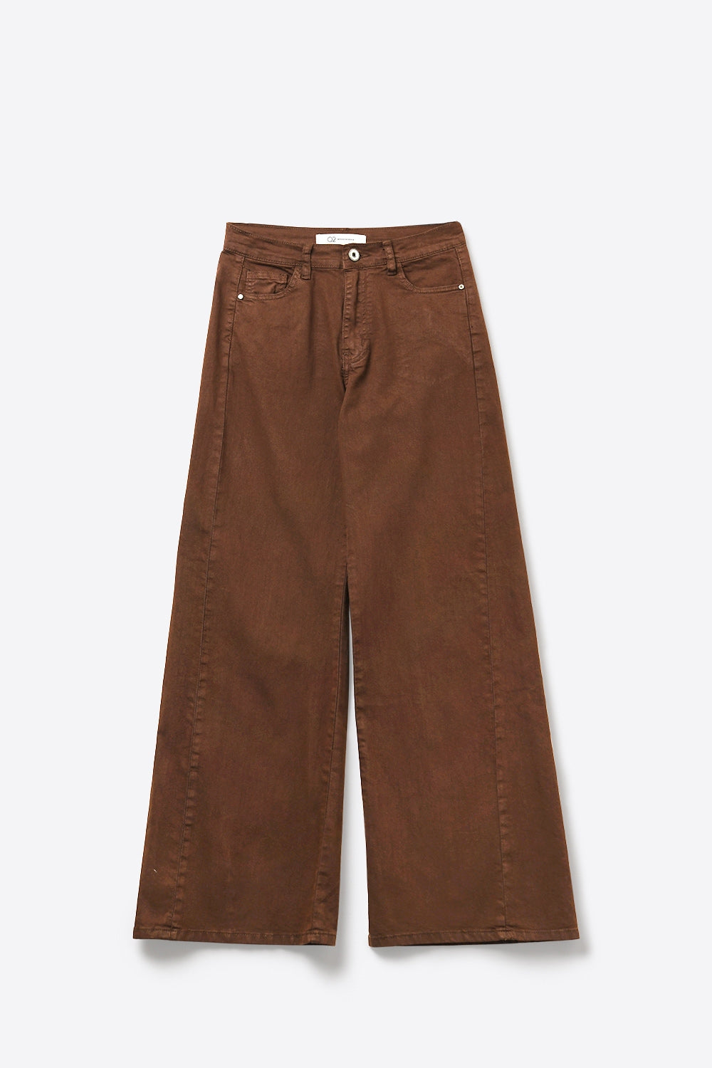 Pantalon large marron en sergé léger