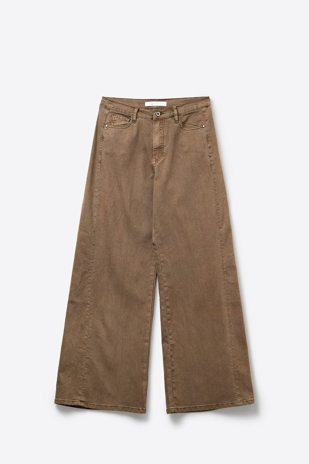 Pantalon en denim marron large en coton décontracté