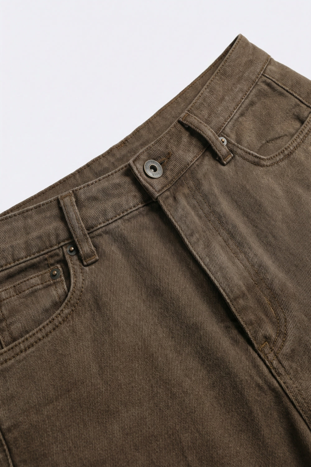 Pantalon en denim marron large en coton décontracté