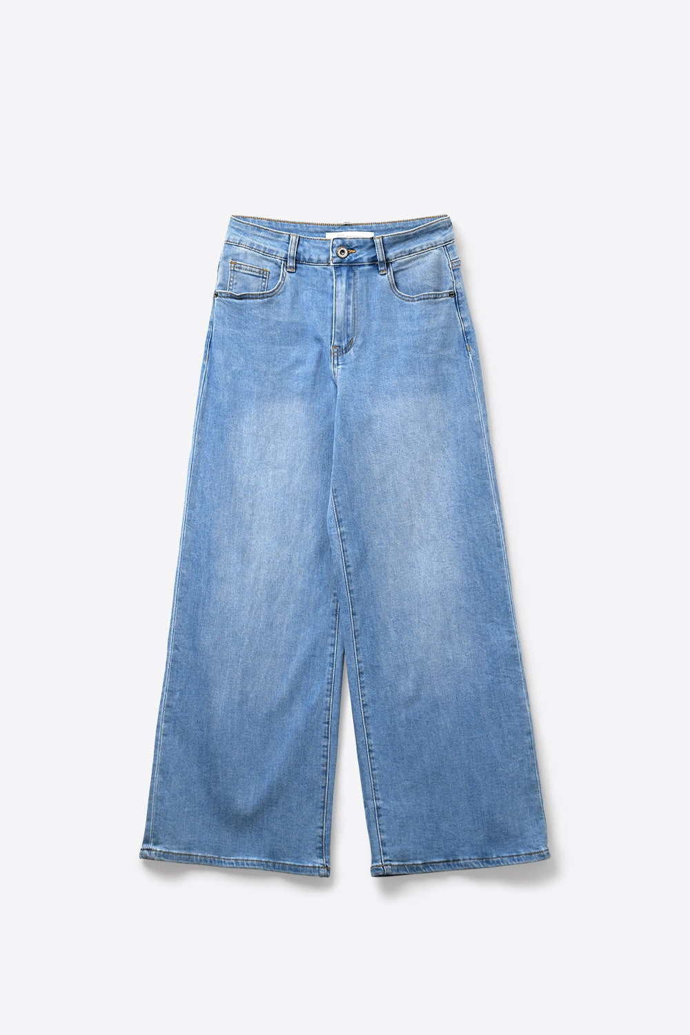 Jean en denim bleu clair à jambes larges et longueur cheville
