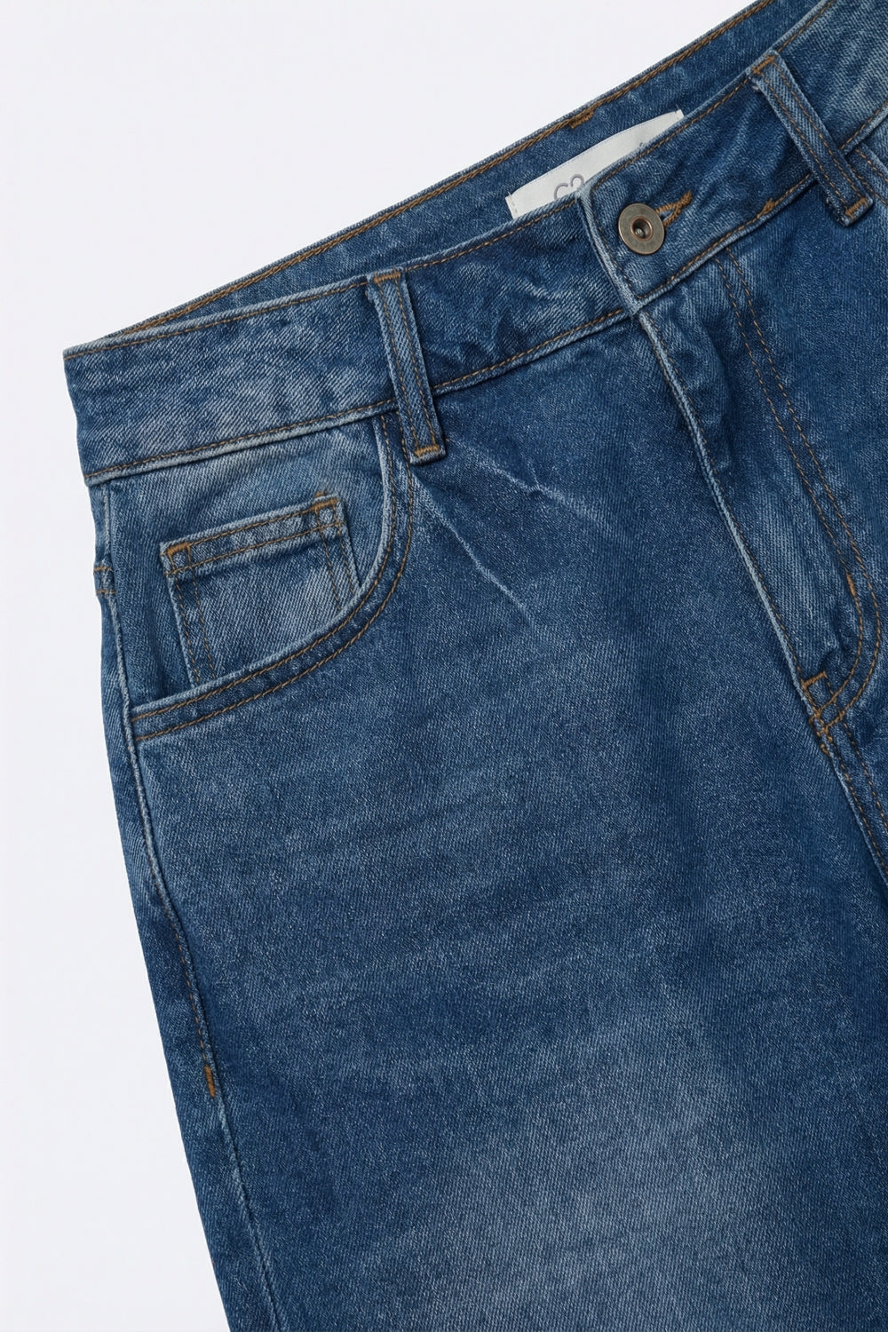 jean Barrel à délavage moyen avec coutures au genou