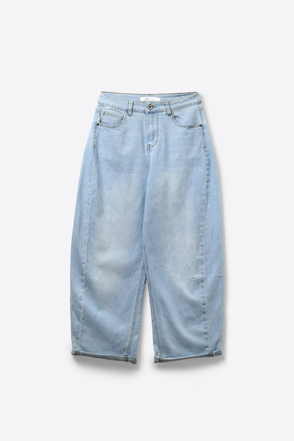 Jeans en denim bleu clair à jambes larges avec tissu léger