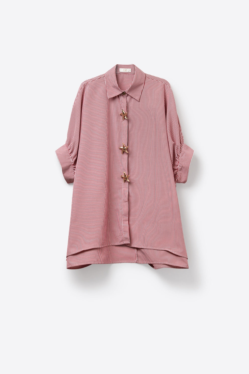 Chemise en popeline à rayures oversize rose avec boutons étoile de mer
