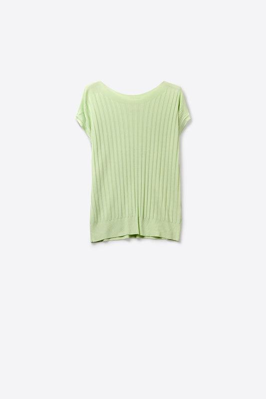 Pull Relaxed Fit en maille côtelée vert menthe