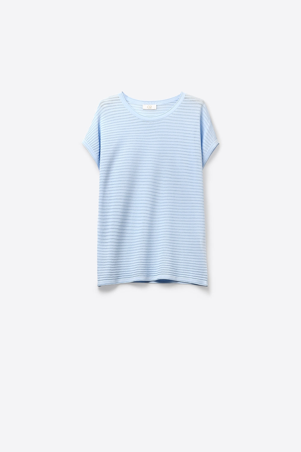 Pull en maille ouverte à rayures bleu clair coupe décontractée
