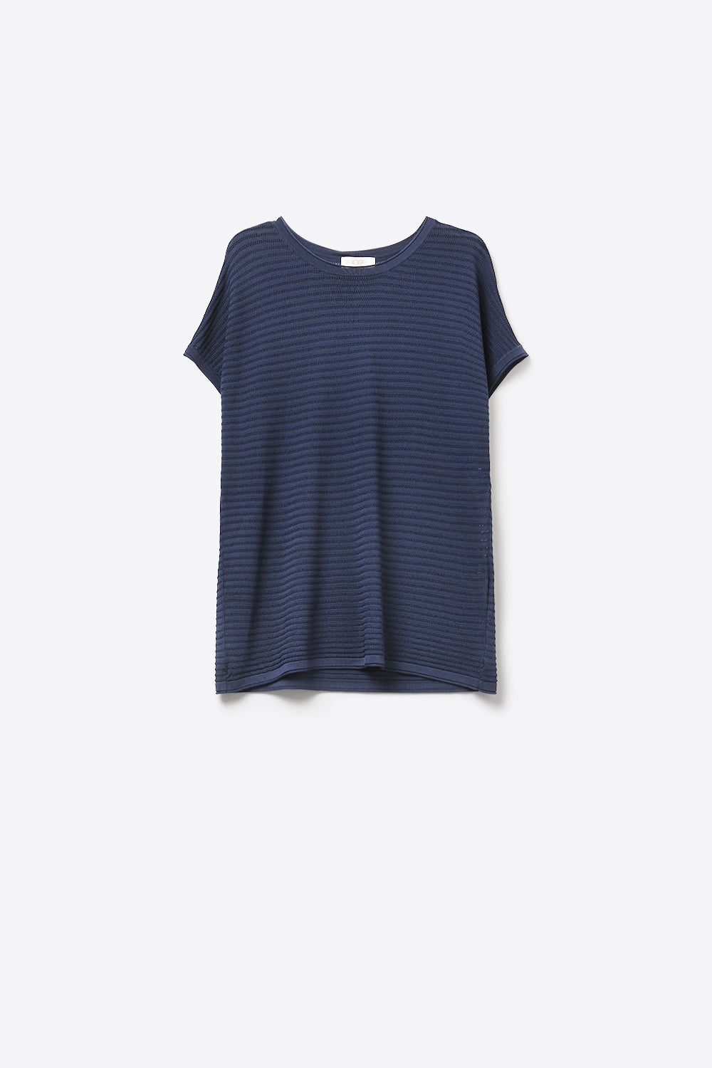 Pull marine texturée à manches courtes et coupe décontractée