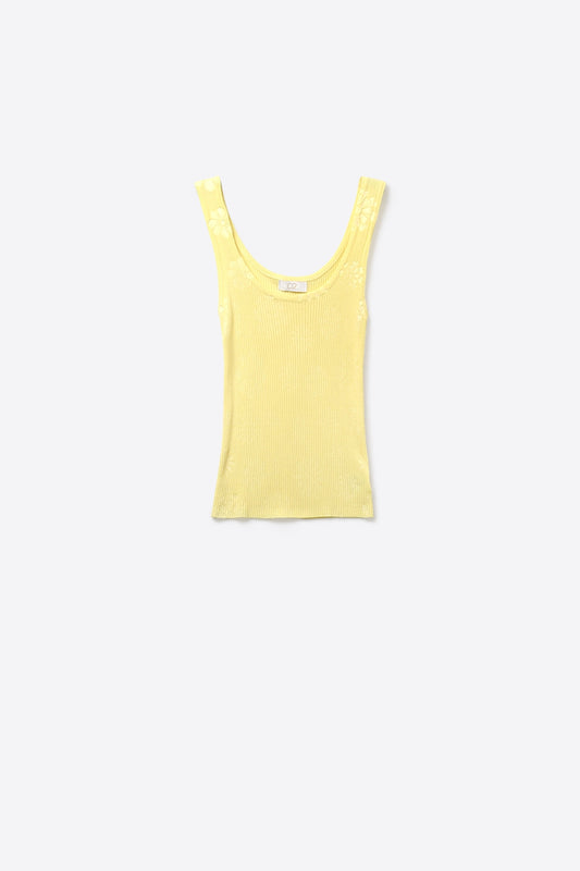Débardeur à encolure dégagée en tricot côtelé