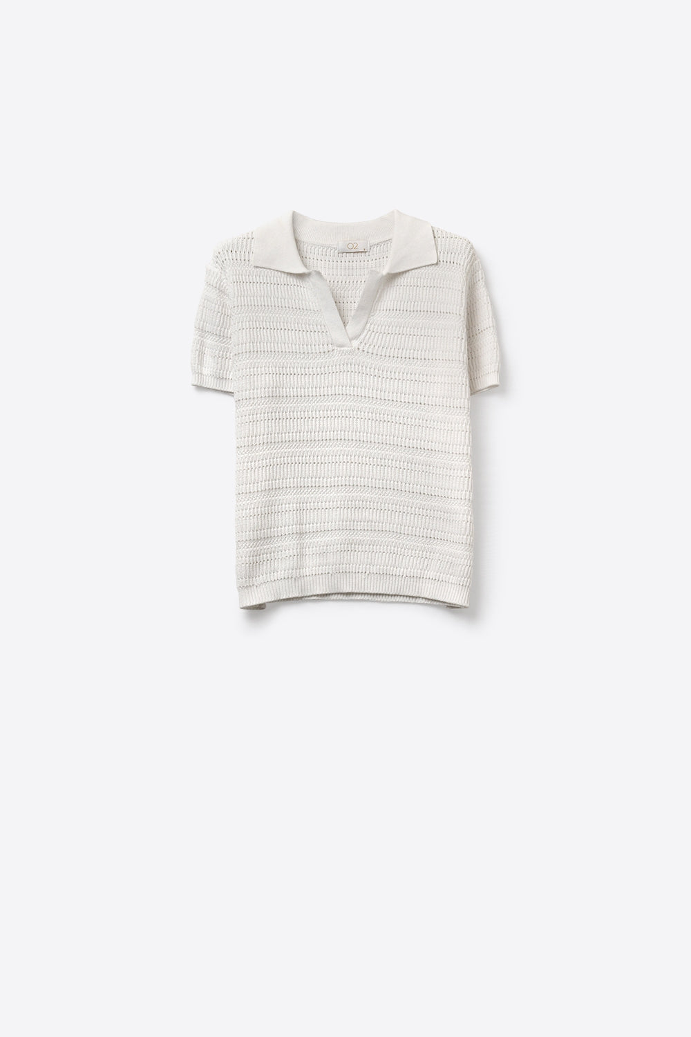 Polo blanc à manches courtes et maille ouverte