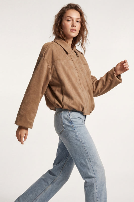 Veste bomber courte effet daim