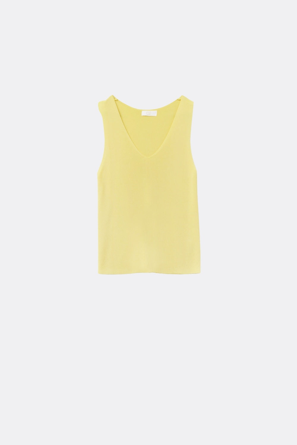 Haut jaune sans manches en maille fine avec col en V