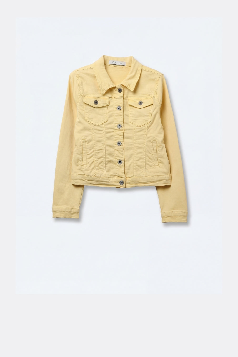 Veste en Jean Jaune Beurre avec Boutons sur le Devant