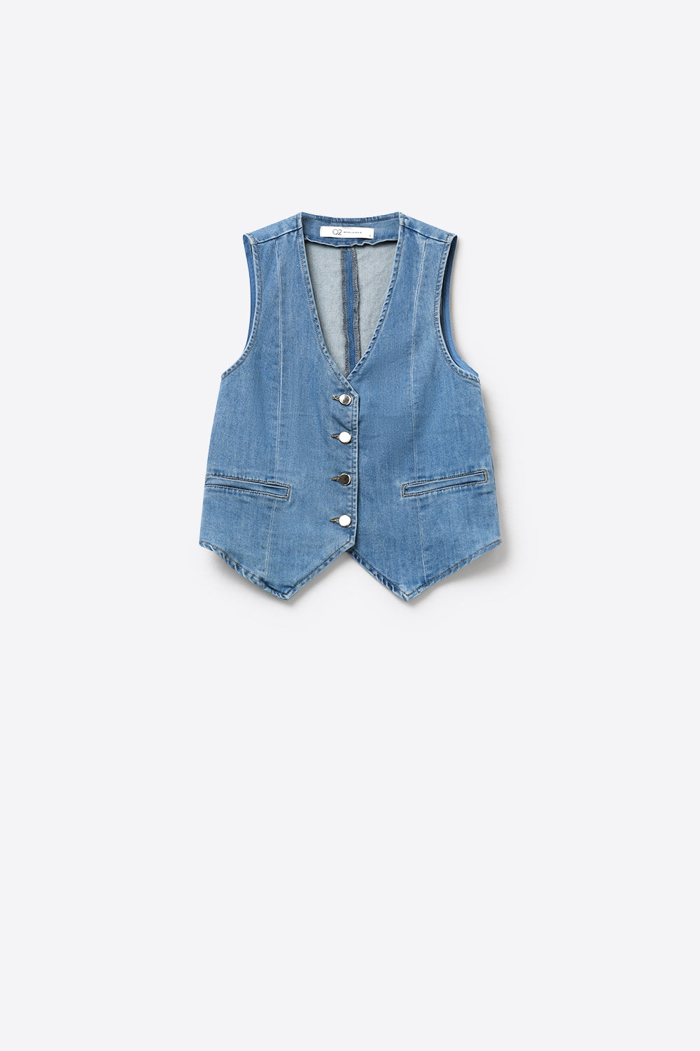Veste en Denim Bleu Clair avec Fermeture à Boutons