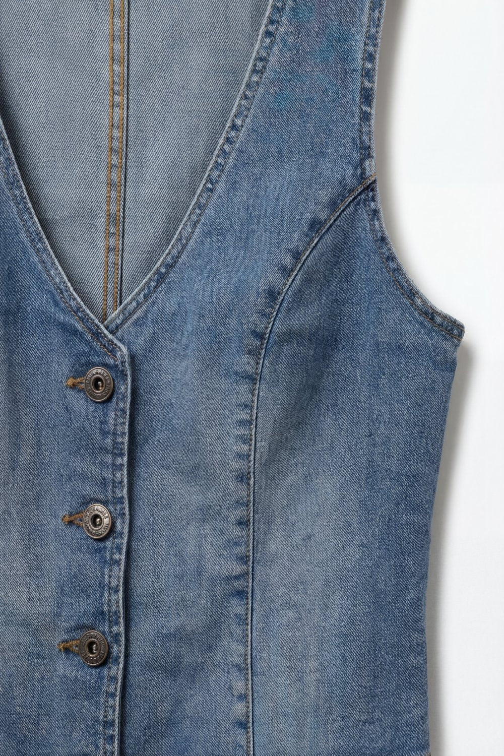 Gilet en Denim Bleu Clair à Col V Profond