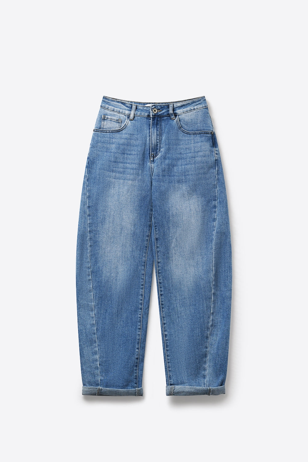 Jean ballon décontracté taille haute en denim délavé clair