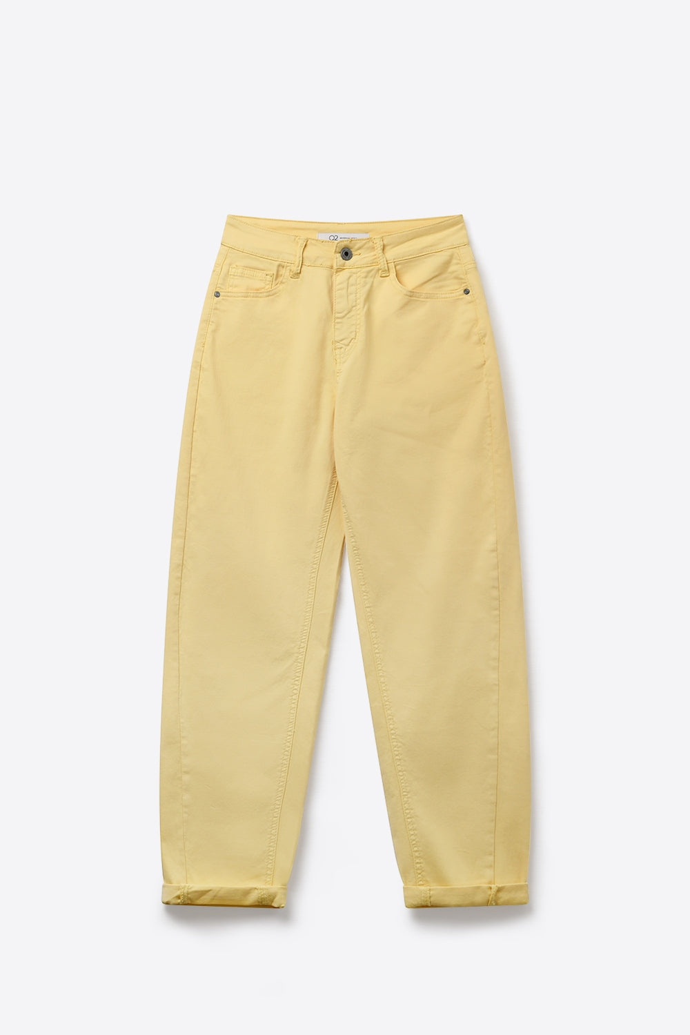 Pantalon à jambe droite avec ourlet roulé en jaune