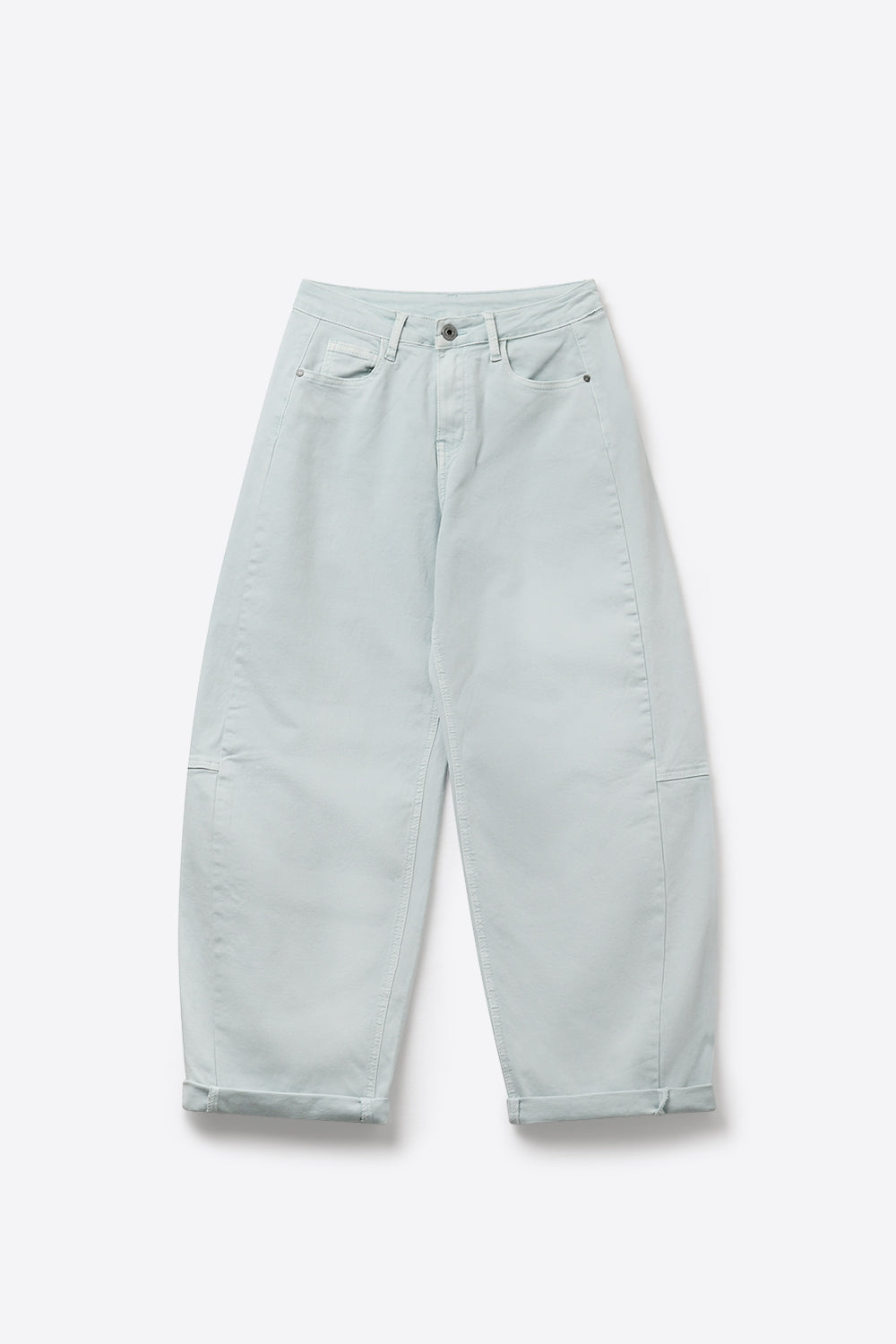 Pantalon large bleu clair en coton léger style baril