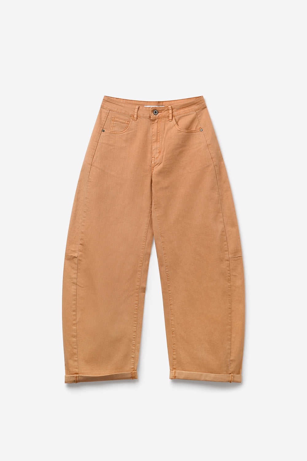 Pantalon orange large style tonneau avec ourlets roulés