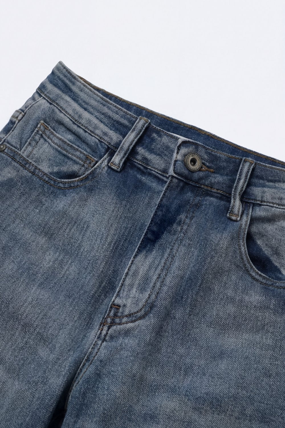 Jeans stretch mom-fit à lavage vintage