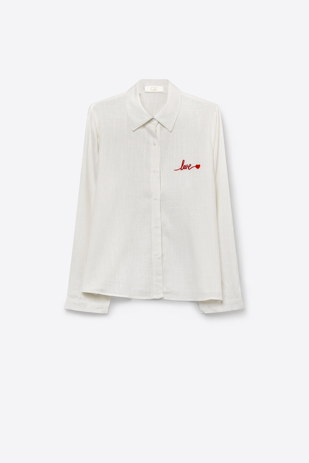 Chemise Blanche à Boutons avec Broderie Rouge "Love"