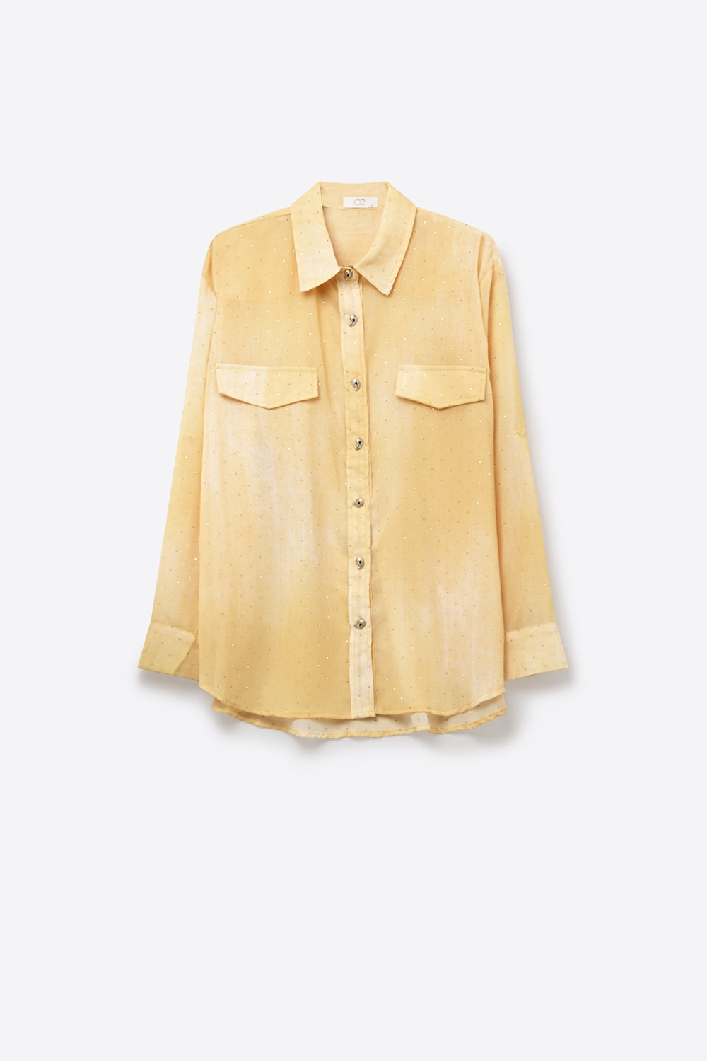 Chemise jaune tie-dye en chiffon avec détails en strass