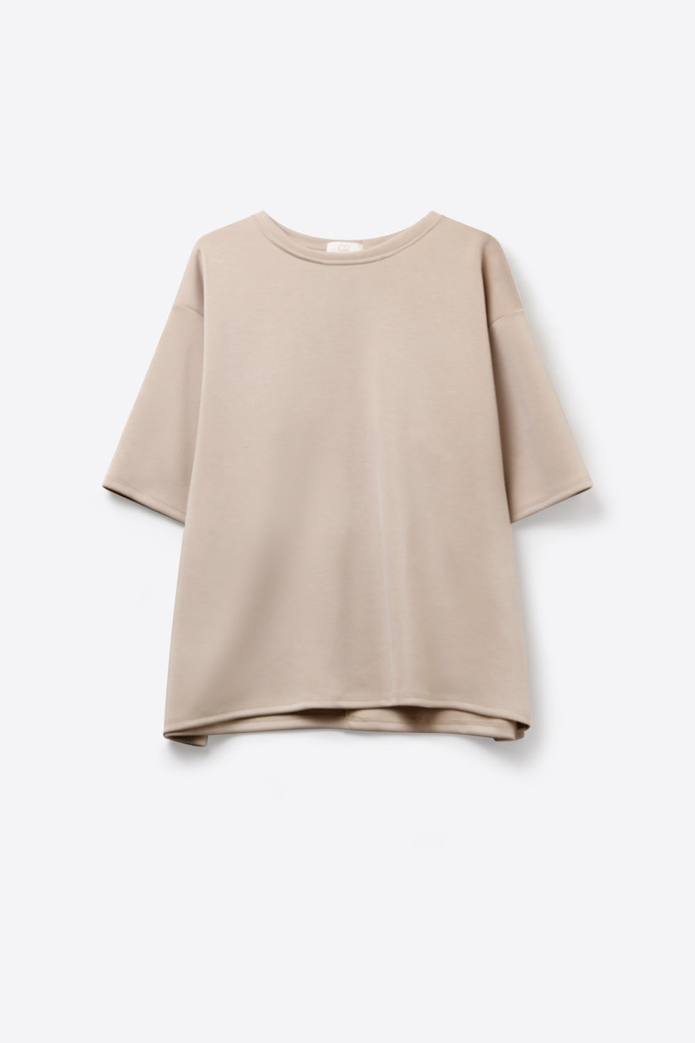 Sweat-shirt à manches courtes et col rond en coupe décontractée couleur beige