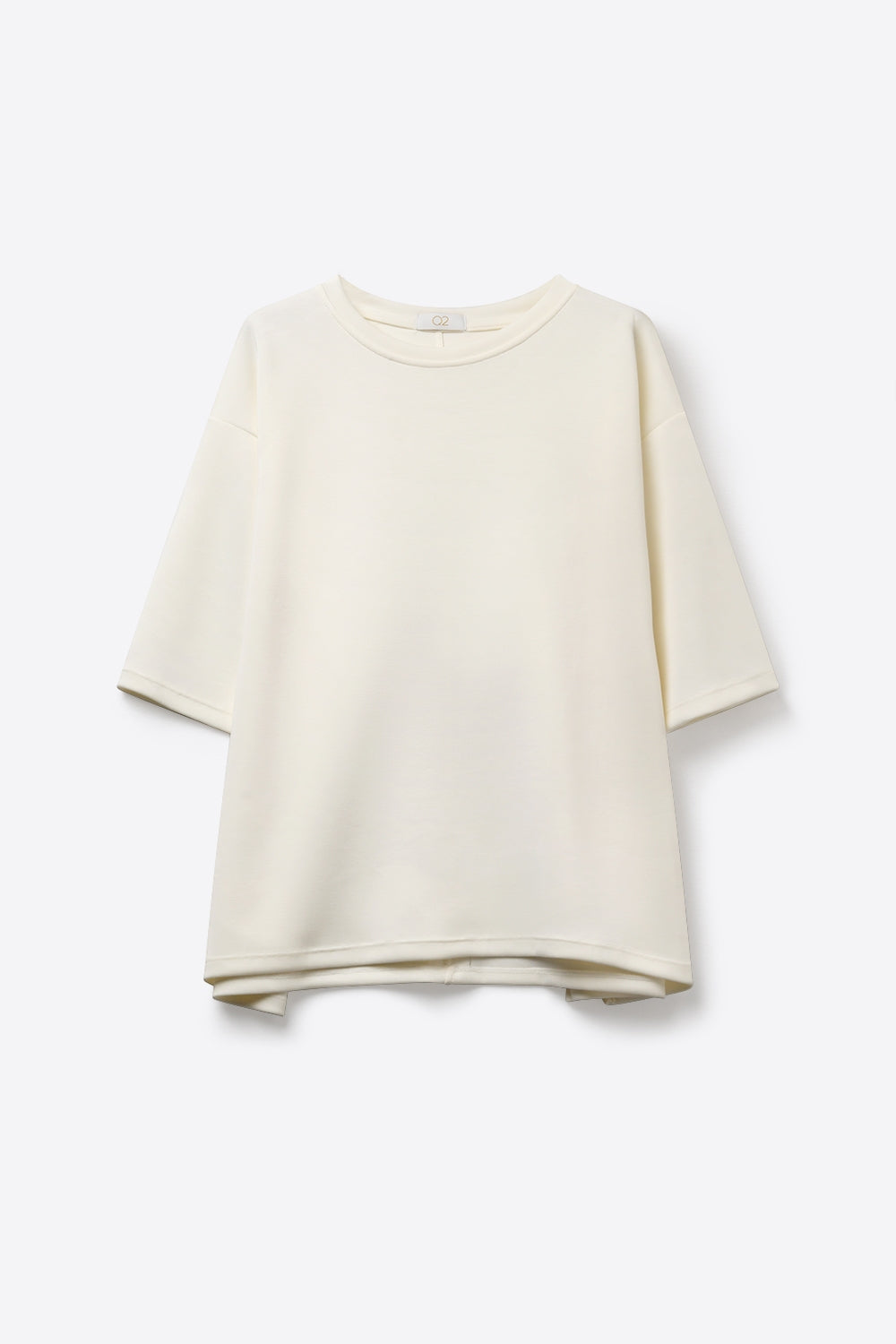 Sweat-shirt crème à manches courtes et coupe décontractée avec col rond