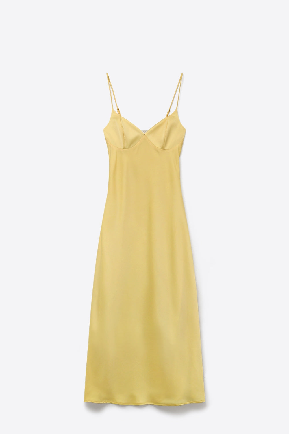 Robe maxi en satin jaune avec bretelles réglables
