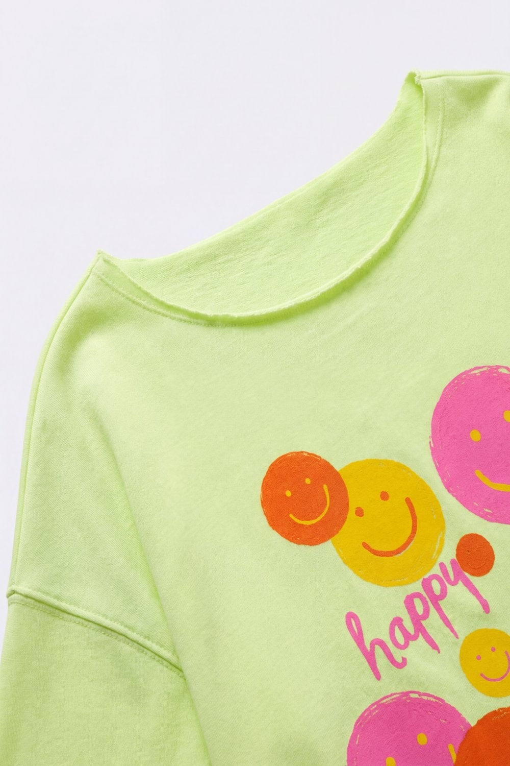 Sweat-shirt graphique à sourire coupe décontractée vert clair