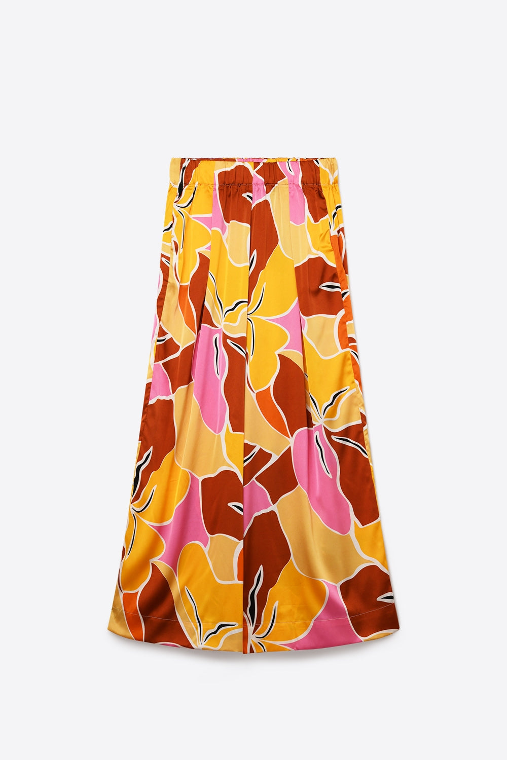 Pantalon large à imprimé tropical dans des tons orange chaud