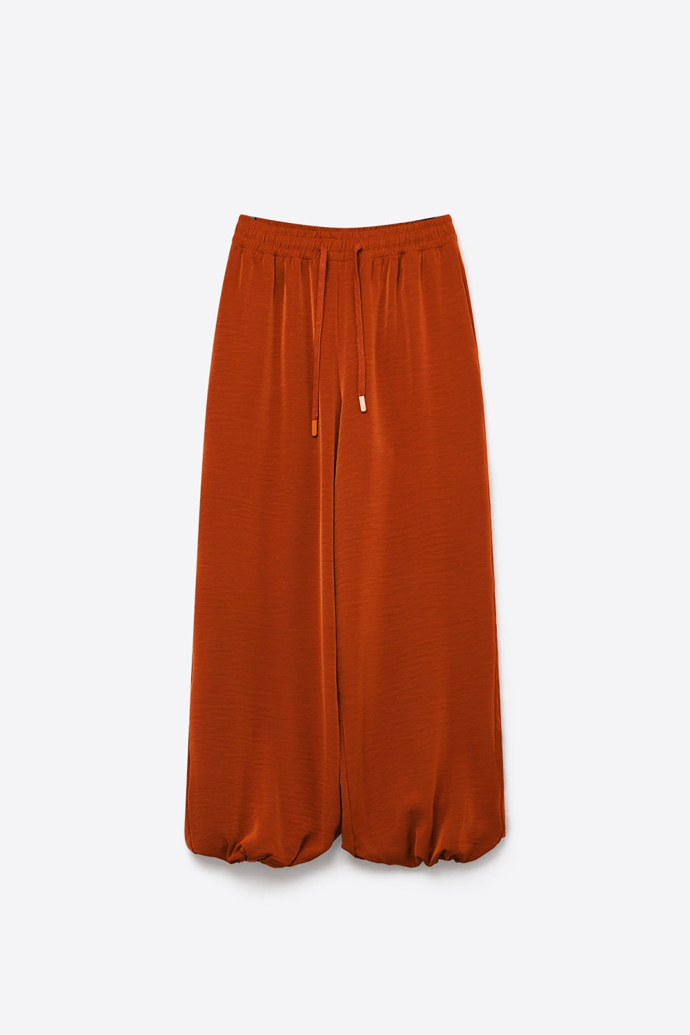 pantalon décontracté à taille coulissante avec jambes larges en terre cuite