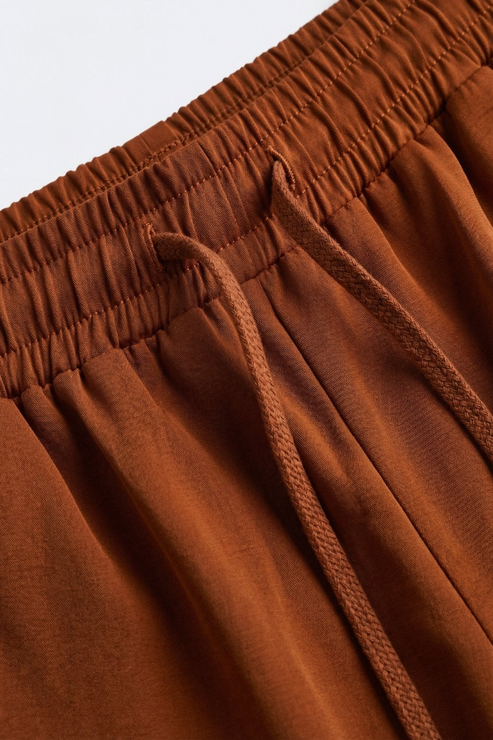 pantalon décontracté à taille coulissante avec jambes larges en terre cuite