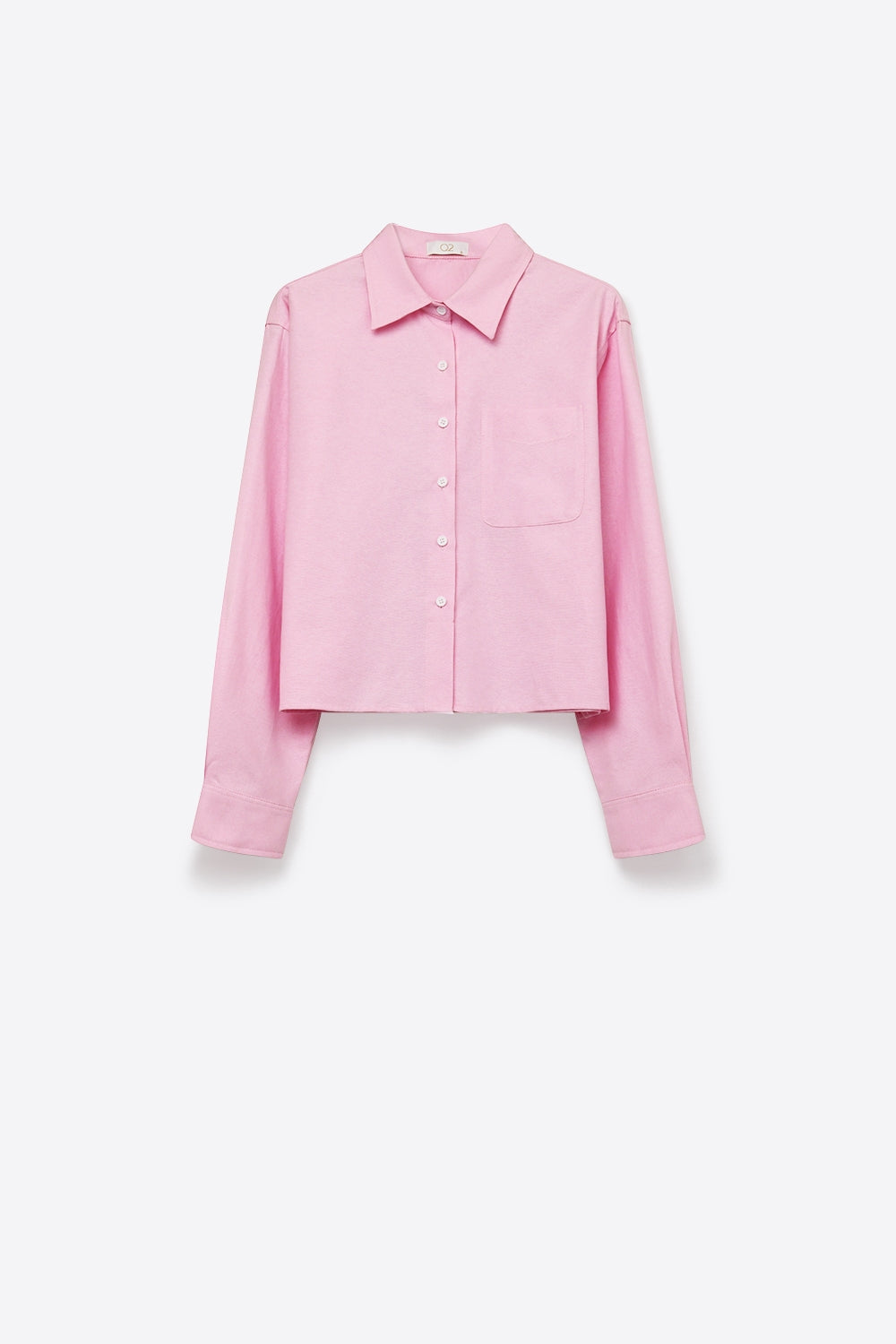 Chemise courte rose à boutons avec col