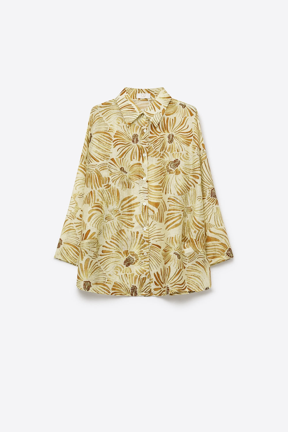 Chemise à boutons florale coupe décontractée en jaune