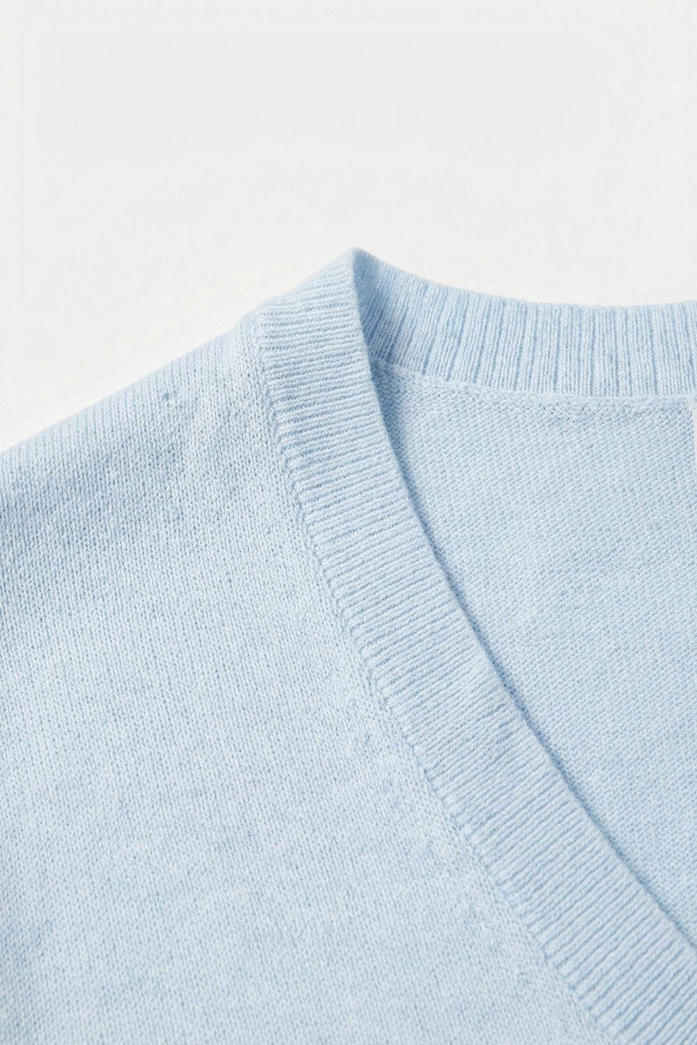 Pull en maille décontracté à col en V bleu clair