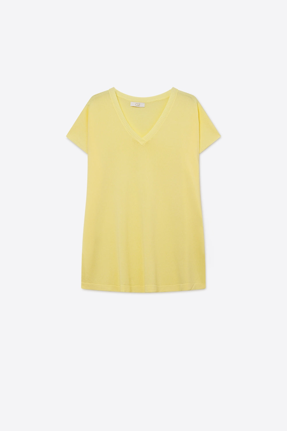 Pull léger jaune à col en V et coupe décontractée