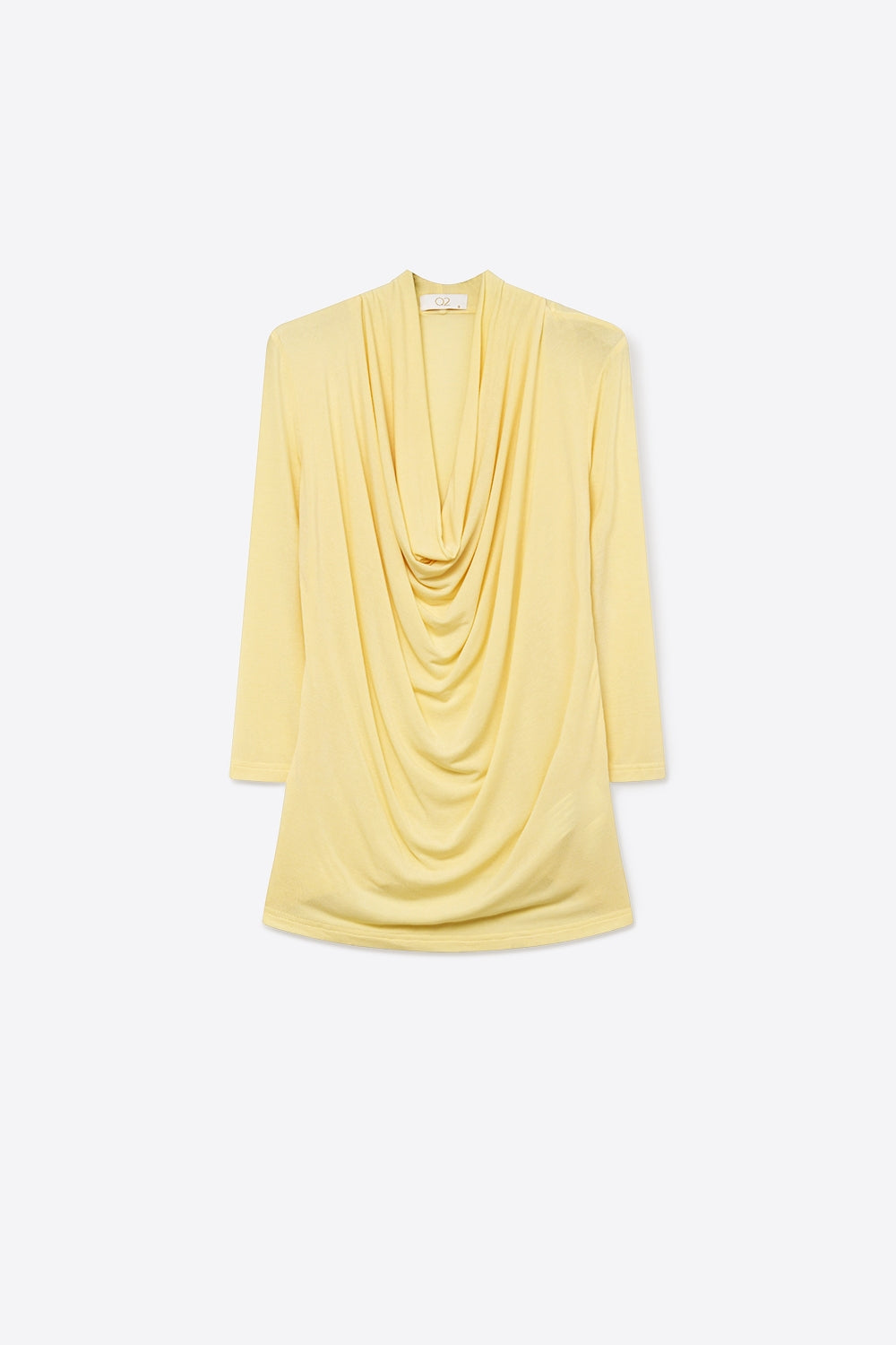 top drapé devant jaune beurre avec manches 3/4