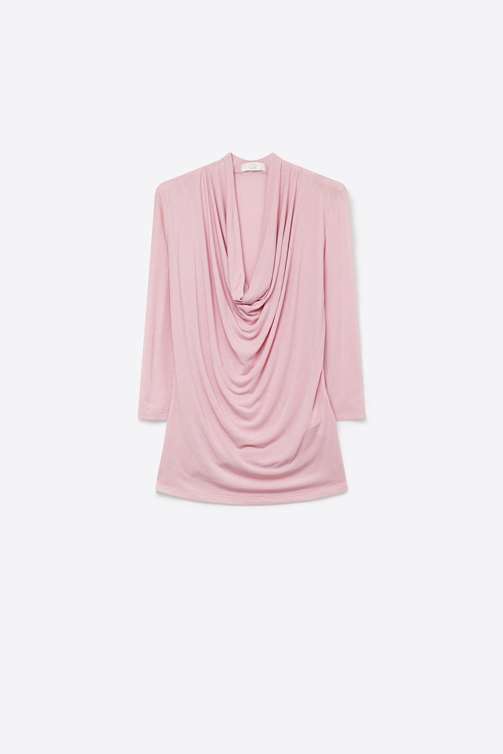 Top rose à manches trois-quarts avec drapé à l'avant et tissu léger